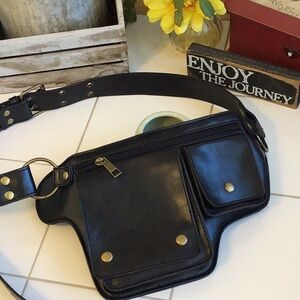 Motorcycle-Style PU Leather Belt Bag